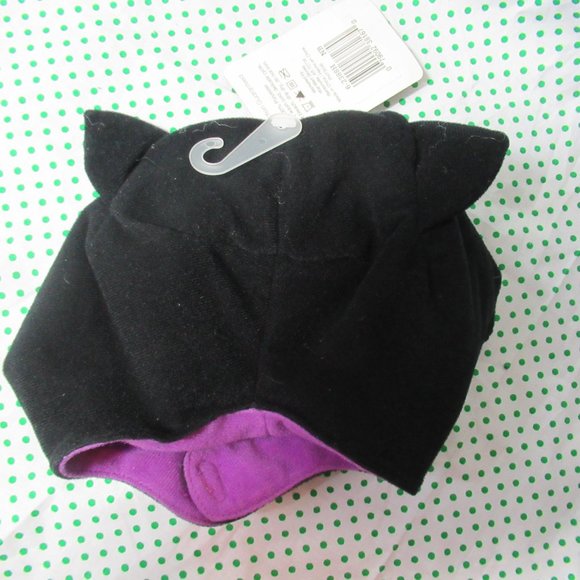 black cat hat with ears & matching black cat slippers 0-3 months - Picture 8 of 14